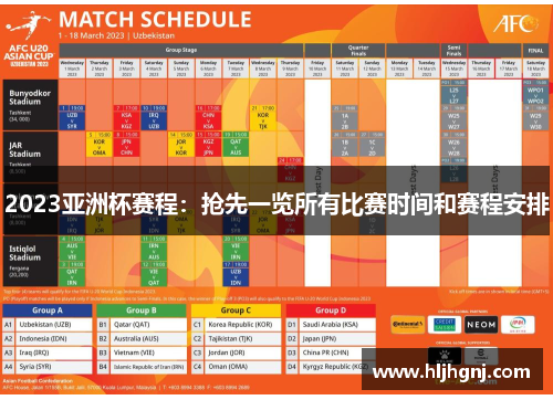 2023亚洲杯赛程：抢先一览所有比赛时间和赛程安排